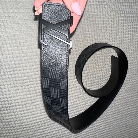 Louis Vuitton Men's Black Checkered Belt - Picture 7 of 8
